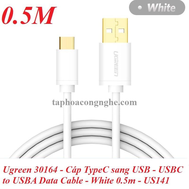 Ugreen 30164 0.5M màu Trắng Dây USB 2.0 sang Type-C truyền dữ liệu và sạc US141 30030164